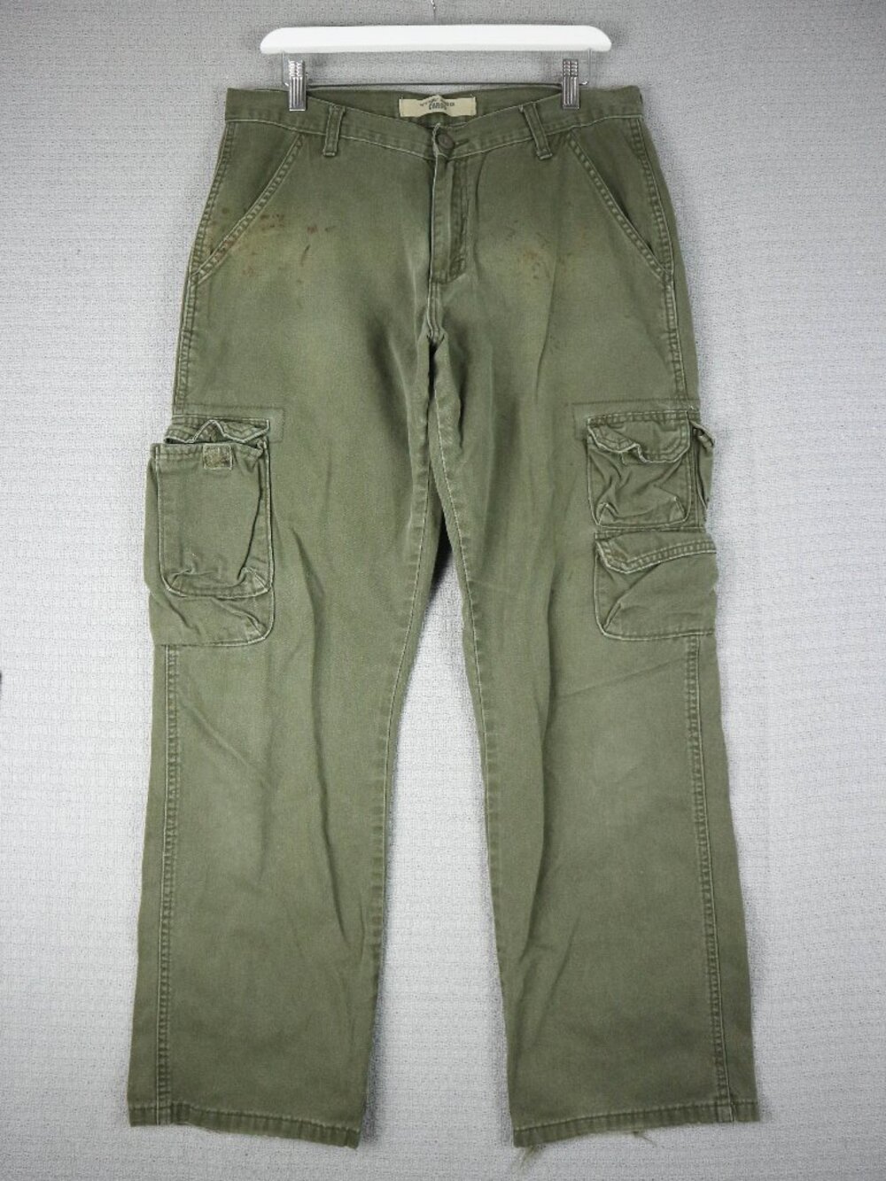 Wrangler Cotton Cargo Wide Cut Baggy Pants Mens Vintage 32x30 Distressed